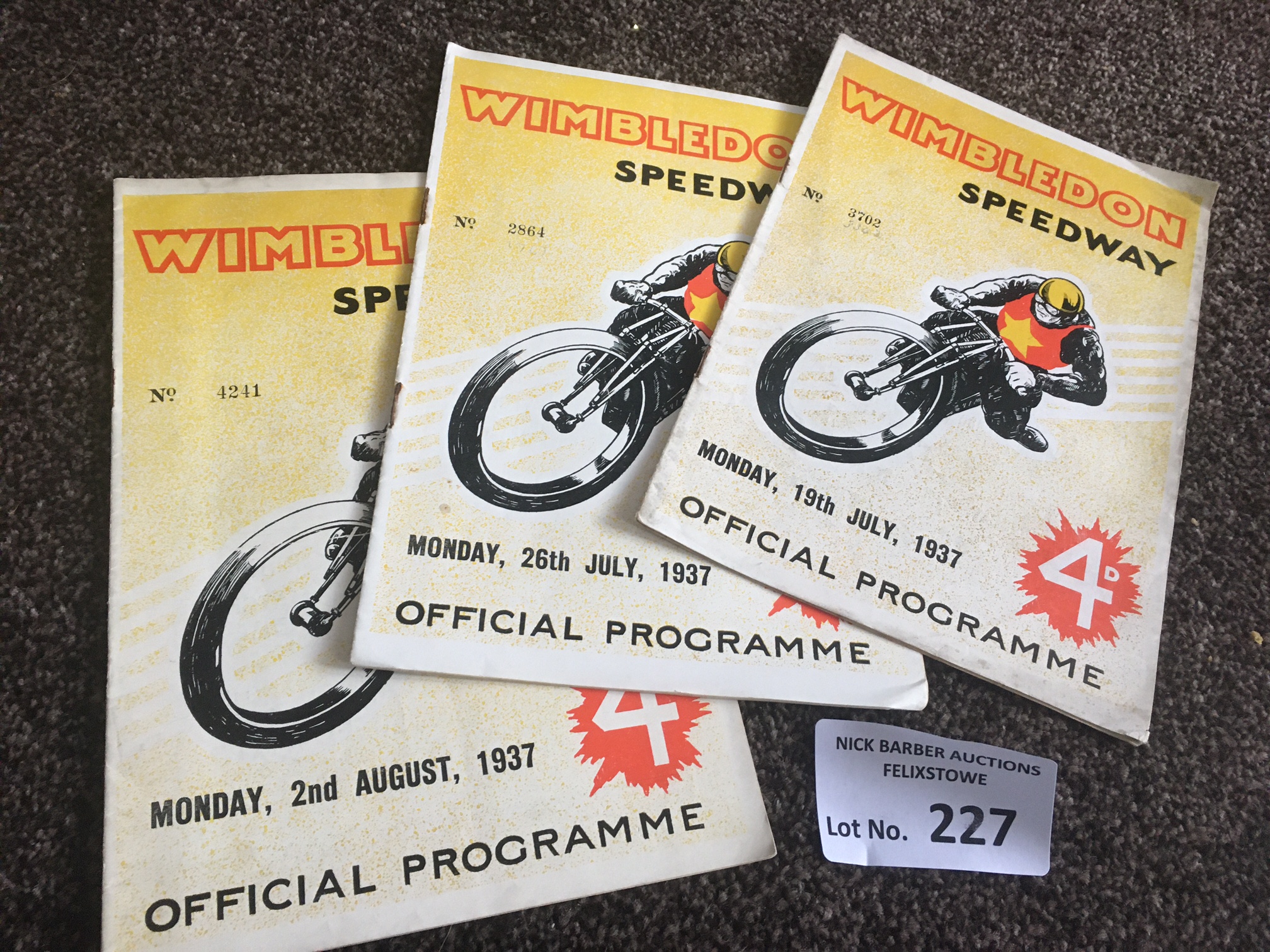 Speedway : Wimbledon - progs (3) v Wembley 02/08/1