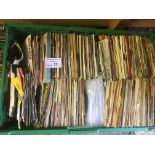 Records : Box of 7" singles - in heavy green box -