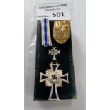 Militaria : German Mothers Cross in silver, 1st type Hitler