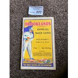 Motor Racing : Brooklands Race meeting programme W