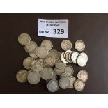Coins : GB QV silver shilling coins - good cond -