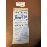 Speedway : Rye House v Dagenham 02/05/1937 fold ou