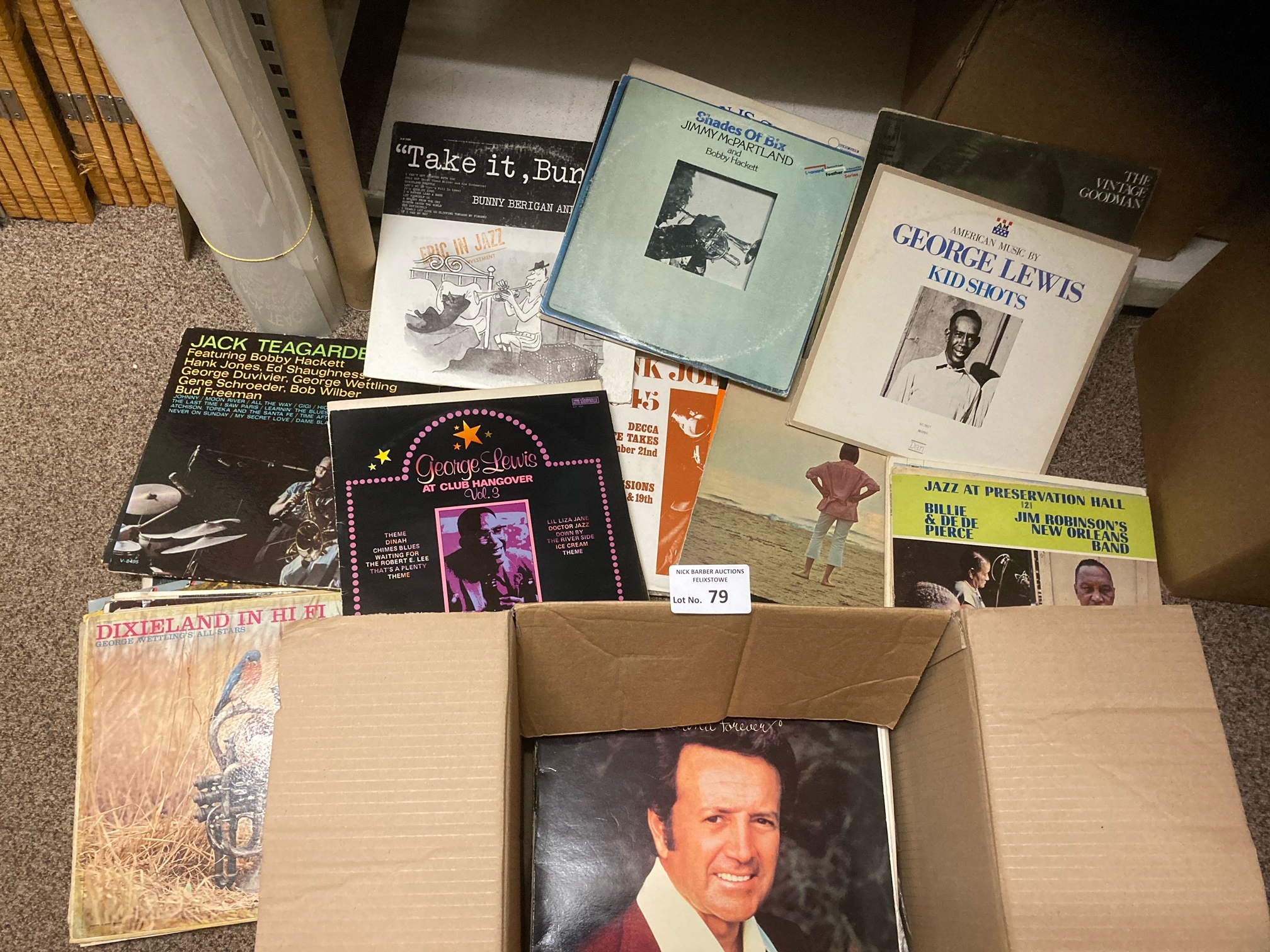 Records : Jazz - large box of 80+ albums inc Lewis