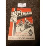 Speedway : Leeds - Yorkshire v Dominions programme
