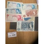 Banknotes : GB £5 plus others inc Isle of Man - al
