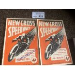 Speedway : New Cross programmes (2) 1st season v W