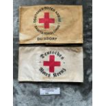 Militaria : 2 x German Red Cross Arm bands. 1 has