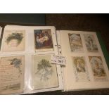 Postcards : Albbum of 206 cards - mainly Victorian