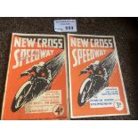 Speedway : New Cross programmes (2) v Harringay 01