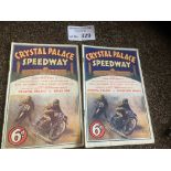 Speedway : Crystal Palace programmes (2) v Belle V