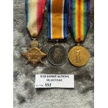 Militaria : 1914-15 Trios Medal group to Pte. Higg