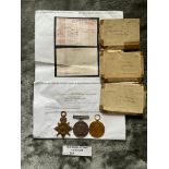 Militaria : 1914-15 Trios Medal group to Pte W Wat