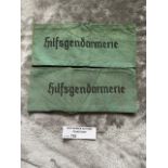 Militaria : 2 x German Armbands, hilfsgendarmerie.