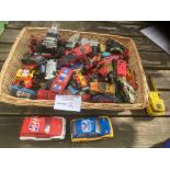 DIECAST: Basket of various cars, includes Scalextr
