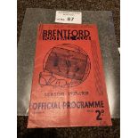 Football : Brentford v WBA programme 27/11/1937 -