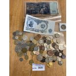 Coins : Small batch of coins & odd banknote includ