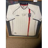 Football : England Football shirt - framed/glazed