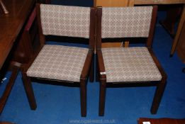 Six specially-commissioned Welsh loom wool upholstered, dark Mahogany framed chapel chairs,