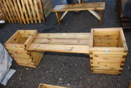 Garden seat planter 16'' square x 20'' high , overall width 66''.