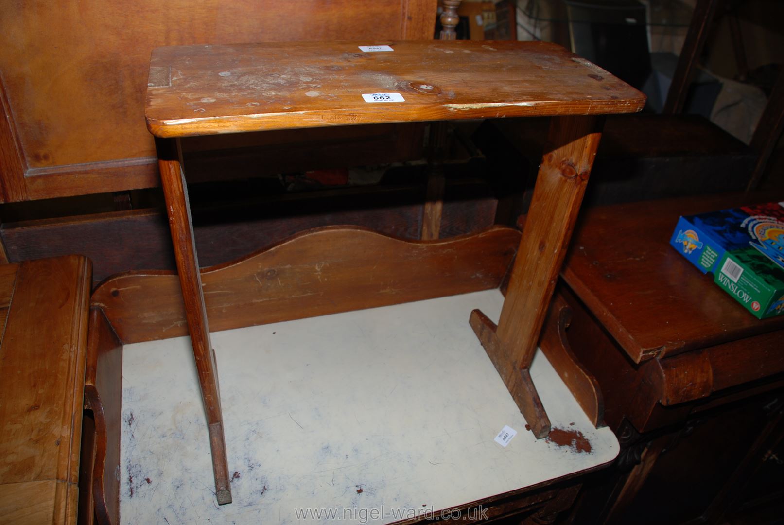 A hand crafted Pine single bench type seat.