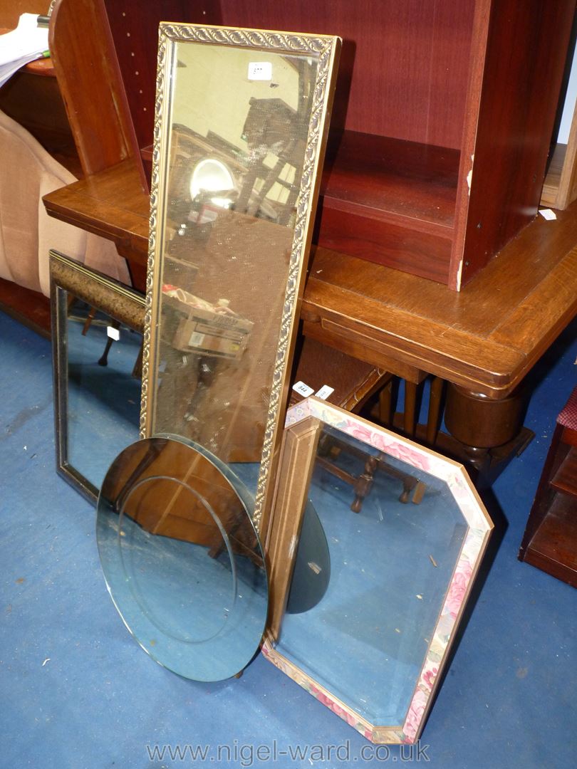 A gilt framed mirror; 46'' x 13 1/2'', plus three others. - Image 2 of 2