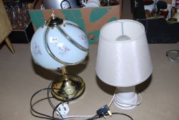 Two table lamps with shades