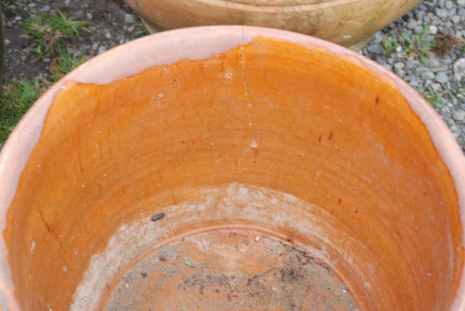 Three garden planters, largest 15'' high x 19'' diameter, one a/f. - Image 2 of 2