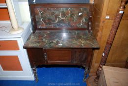 A dark Mahogany brown marble topped wash stand also with matching marble to the up-stand,