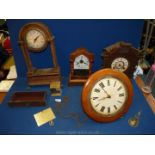 A box of assorted mantle and wall clocks, a/f.