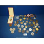 A quantity of medals including sports and jubilee medallions, WWII medals, etc.