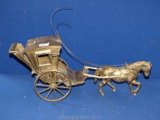 A large Brass horse and carriage, 22'' long.