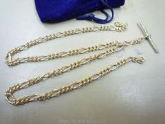 A 9ct gold watch Chain, 18'' long overall, 23 grams, with dark blue draw-string bag.