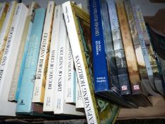 A box of books including Milestones of History, Ships,