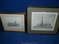 A limited edition Print no 318/850 of Chichester Cathedral along with an etching of Chichester