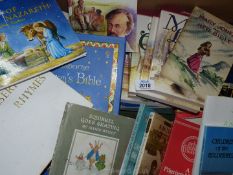 A box of books of religious topics