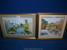 A framed and mounted Watercolour 'Autumn at The Mill' by Barbara Deamer and 'The Ennig' by the same