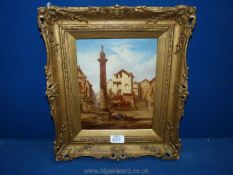 **An Oil on board of View of continental square, 9 1/2" x 7 3/4", signed lower right G.
