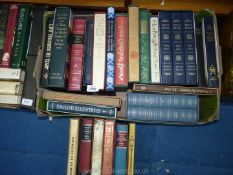 A box of Folio Society books including Pepys Diary, Daniel Defoe,