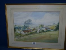 A framed Watercolour entitled verso "Kentchurch, looking towards the Black Mountains",