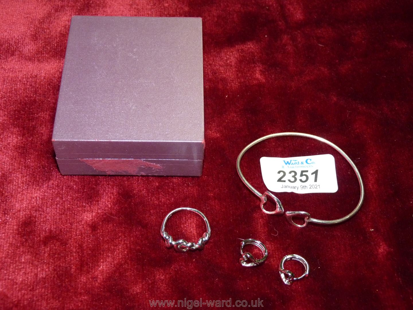 A 925 Bracelet, earrings and ring.