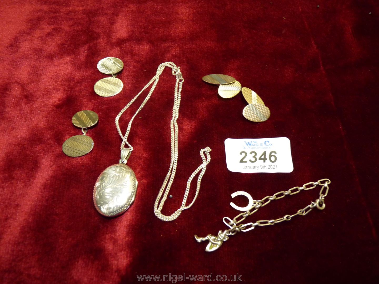 Miscellaneous silver items including child's silver charm bracelet, locket and chain, - Image 2 of 2