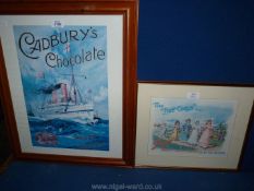 A framed Print advertising Cadbury's chocolate made under licence from Cadbury Ltd.