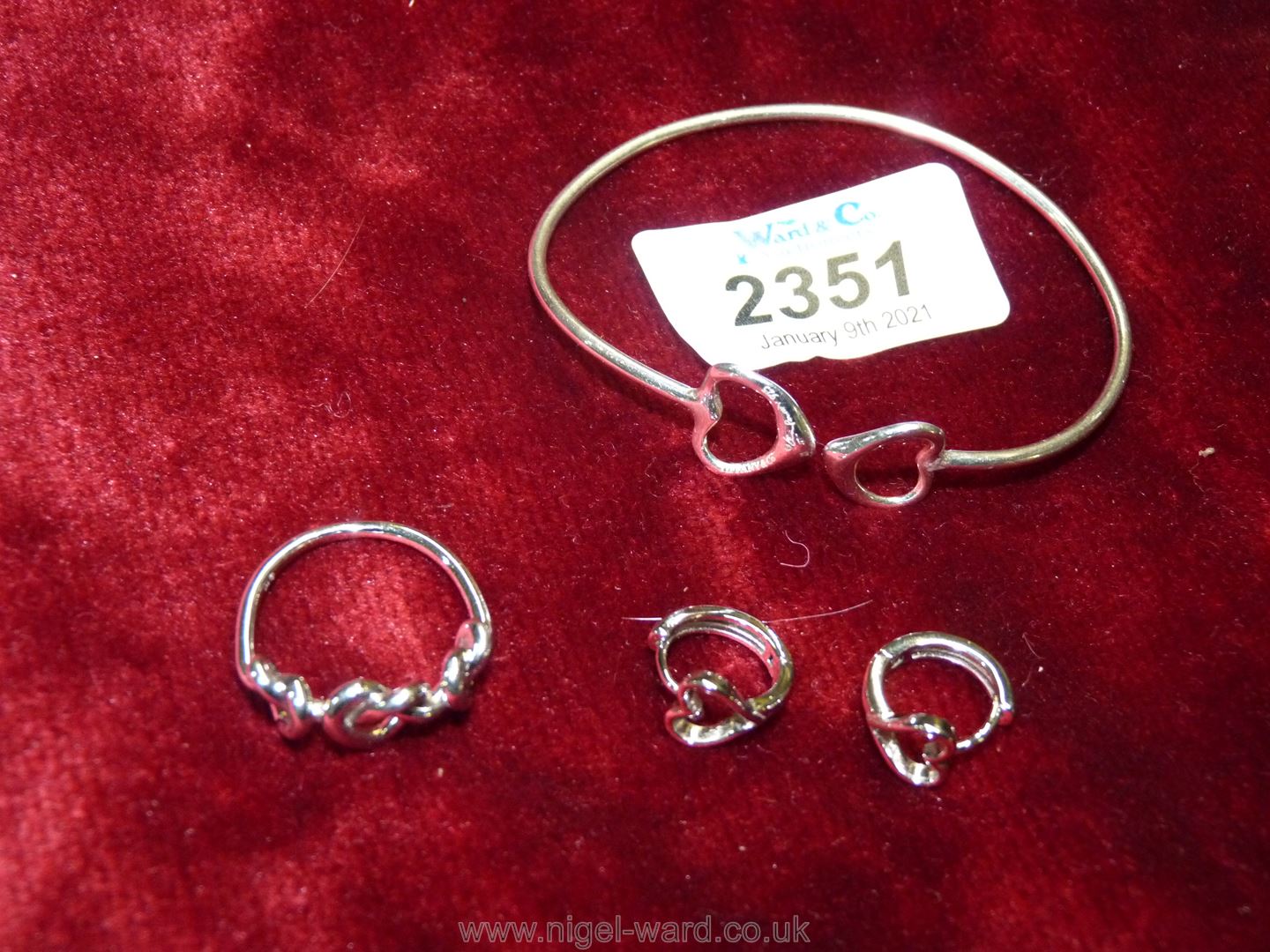 A 925 Bracelet, earrings and ring. - Image 2 of 2