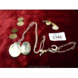Miscellaneous silver items including child's silver charm bracelet, locket and chain,