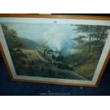 A large framed Don Brackon Print entitled ''Racing The Train'', 35 1/4" x 26 1/4".