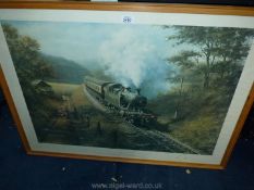 A large framed Don Brackon Print entitled ''Racing The Train'', 35 1/4" x 26 1/4".