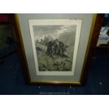 A framed and mounted engraving by Hubert Kerkomer 'The Poachers fate' on Printsellers Association