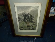 A framed and mounted engraving by Hubert Kerkomer 'The Poachers fate' on Printsellers Association