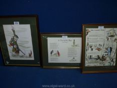 A set of three hand signed Christopher Curtis cartoons.