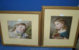 Two Chromolithograph pictures of girls.